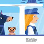 Spezialist für harte Jobs ist seit Mai Wachtmeister Mops. Illustration von zwei Hunden und einer Person im Fahrzeug.