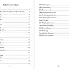 Inhaltsverzeichnis mit Pflanzen- und Kapitelüberschriften sowie Seitenzahlen. Ellipsen zwischen Titeln und Seitenzahlen.