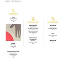 INHALT: Ankommen, Austauschen, Weitergehen. Enthält Zahlen, Titel und Seitenzahlen. Links unten: Hand und roter Kreis.