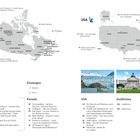 Inhalt: Kanada, USA. Artikelnummern für Themen und Orte. Bilder von Landschaften und Gebäuden. Eine Karte von Nordamerika.
