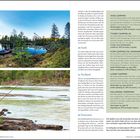 "Voss Camping, Tvinde Camping AS, Flåm Camping og Vandrarheim, Lunde Camping. Oben: Wälder und See, unten: Angler am Fluss."