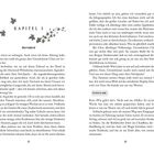 "Kapitel 3" und "Harrisford" sind die hervorgehobenen Überschriften. Fliegende Blätter als Illustration schweben darüber. Seitenzahl 32 und 33.