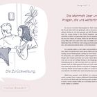 Kapitel 1: Die Wahrheit über uns – Fragen, die uns weiterbringen. Illustration: Paar auf dem Sofa, Frau lehnt sich an Mann.