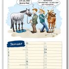 Sprechblasen: "Echt cool, diese Balance-Pads!" "Neumodischer Schnickschnack - ich bleib lieber beim Altbewährten..." Kalenderblatt mit Januar.