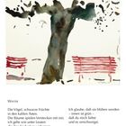 Text über Gedichte: "Winter". Illustration: Baum mit kahlen Ästen, rote Bänke. Darunter Januar Kalender.