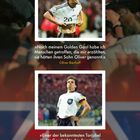 »Nach meinem Golden Goal...« - Oliver Bierhoff. Sportler im Trikot jubeln energisch, Hintergrund voller Leute.