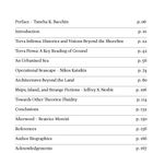Indexseite mit Kapiteln wie "Preface – Taneha K. Bacchin" auf Seite 6, "Introduction" auf Seite 10, "Conclusions" auf Seite 132.