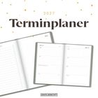 2027 Terminplaner. Zwei offene Kalender mit Notiz- und Wochenübersicht, "Grafik Werkstatt" als Logo unten.