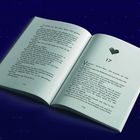 Offenes Buch, rechts Kapitelnummer "17" mit Herzsymbol darüber, viele Seiten Text, Seitenzahlen unten rechts "115".