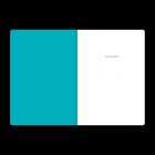 Linke Seite türkis, rechte Seite weißer Hintergrund mit kleinem Text "Dieses Bulletjournal gehört".