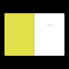 Text: "Dieses Bulletjournal gehört". Links gelb, rechts weiß mit Text. Ein schlichtes Design ohne weitere Details.