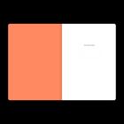 "Dieses Bulletjournal gehört" steht zentral auf einer weißen Seite, daneben eine einfarbig orange Seite.