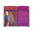 „Engel zum Innehalten“ steht links oben. Text rechts über „DER ENGEL DER STILLE“. Illustration eines Engels links.