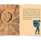 Rechts: „Ich kann deinen Korb gerne eine Weile für dich weitertragen…". Links: Geflochtener Korb. Illustration eines tragenden Mannes.