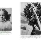 Links: Amelia Earhart als Kind, 1904. Rechts: Earhart als Erwachsene neben einem Flugzeugmotor, 1937.