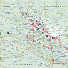 Karte mit Zahlen von 1 bis 50, Länder Deutschland, Tschechien und Österreich, Städte wie Cham und Straubing.