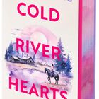 Text: "Mimi Kylling, Cold River Hearts, more, Roman". 
Illustration eines Reiters am Fluss vor Hütten und Bergen.