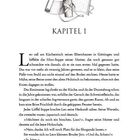 Kapitel 1. Illustration mit Schriftrolle und Landkarte. Text über Leo, der am Küchentisch sitzt und Miso-Suppe isst.