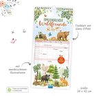 Familienkalender "Waldfreunde" 2021. Mit Glanz-Effekt. Wunderschöne Tier- und Naturillustrationen. Größe: 20 x 42 cm.