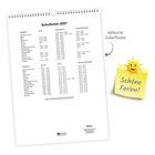 „Schulferien 2027“, „Schöne Ferien!“. Liste von Ferienterminen nach Bundesland. Smiley-Sonne auf einem Notizzettel.