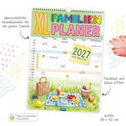 "XL Familienplaner 2027, 6 Spalten" steht über einem farbenfrohen Kalender mit Picknick-Illustration unten.