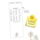 "Schulferien 2027" Planer; Notizblatt "Schöne Ferien!" mit einem strahlenden Sonnen-Smiley; zwei gezeichnete Gänseblümchen.