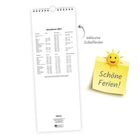 "Schulferien 2027" und "Schöne Ferien!" stehen auf einem Kalender mit Ferienliste und einem gelben Notizzettel mit Sonne.