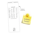 Text: "Schulferien 2027", "inklusive Schulferien", "Schöne Ferien!". Notizzettel mit lächelnder Sonne.