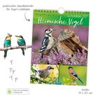 Praktischer Wandkalender für Vogel-Liebhaber. Heimische Vögel. Größe: 19 x 25 cm. Zwei Vögel auf einem Ast und ein Kalender.