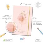 128 Seiten, flexibler stabiler Einband mit Folien-Effekt, super praktisch: mit Stifthalter und Gummiband, Größe: 13x20 cm.