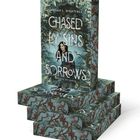 "Chased by Sins and Sorrows" von Ophelia L. Nightfall. Illustration von dichtem Laub und einer Frau mit dunklem Haar.