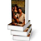 Text: "Victoria Wilder, Bourbon & Proof, Roman, Forever."  
Ein Buchstapel mit einem illustrierten Cover.