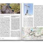 Der Klettersteig an der Lachenspitze. Beeindruckender Drei-Seen-Blick von der Lachenspitze. Am Gipfel der Lachenspitze bei Traumwetter. Enthält Fotos von Bergen und eine Karte des Wanderwegs mit Markierungen.