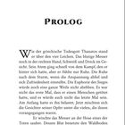 Titel: Prolog. Text beschreibt Thanatos mit blutigem Messer, stehend über Leichen. Er empfindet Ruhe und Euphorie.