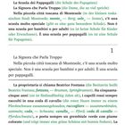 Storia 1: La Scuola dei Pappagalli. In Montsole gibt es eine Schule für Papageien. Besitzerin Beatrice mit grünem Schürze.