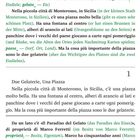 "Due Gelaterie, Una Piazza" und "Nella piccola città di Monterosso…" sind die Haupttexte. Der Text ist zweisprachig.