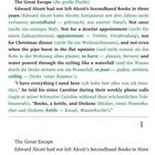 Text "The Great Escape", zweisprachig, englisch-deutsch, beschreibt Edward Alcotts Isolation. Enthält Seitennummer "1".