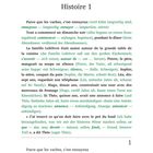 Überschrift: "Histoire 1".  
Text auf Französisch mit deutschen Übersetzungen und Vokabeln in Grün. Seitenzahl: 11.