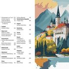 "Inhalt" steht oben. Links ist ein Inhaltsverzeichnis mit Schlossnamen. Rechts eine Illustration einer Burg in einer Berglandschaft.