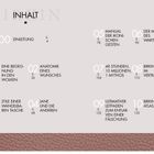 Titel: INHALT. Kapitel von 00 bis 10, mit Themen wie Einleitung, Anatomie eines Wunsches, Mythos des Wartens, Birkin-Atlas. Ledertextur im Hintergrund.