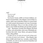 Kapiteltitel: "Kapitel 1 - Purpurrot". Text beschreibt Schmerzen und Verwirrung eines Mannes in einem Traumzustand.