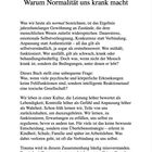 Einleitung: Warum Normalität uns krank macht. Der Text hinterfragt gesellschaftliche Normen und ihre gesundheitlichen Auswirkungen.