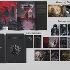 "Shadow Slave: Kind der Schatten" - Cover in Rot-und-Schwarz-Tönen. Illustrationen von dunklen und mystischen Charakteren.