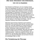 1 Der leise Abschied vom Elternsein, wie wir es kannten. Text über subtile Veränderungen im Verhältnis zu erwachsenen Kindern.