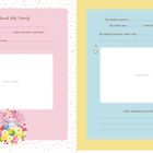 Links: „All About My Family“, Mommy's Name, Alter. Unten Teddy mit Blumen. Rechts: Daddy's Name, Alter. Sterne als Deko.