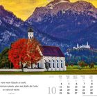 Zitat: „Ja wäre mein Glaube so stark, dass ich Berge versetzen könnte, aber mir fehlte die Liebe, so wäre ich nichts.“  
Berglandschaft mit Kirche im Herbst, Kalenderseite.