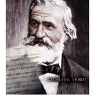 Text: RIGOLETTO, GIUSEPPE VERDI, CASARES EDITION. Ein Gemälde eines Mannes mit Bart, Notenblatt und Kalenderdarstellung.
