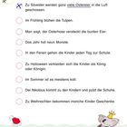 Seite 21. Kreuze Unsinnssätze an. Illustration: Ein tanzendes Tier mit Krone und geflochtenem Rock.