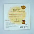 Texte: "WORTSCHÄTZE", "Die Art, wie wir mit unseren Kindern sprechen, wird ihre innere Stimme." Illustration: Kind liest Buch.