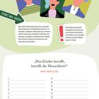 "ROLLEN-ROULETTE PERSPEKTIVEN WECHSELN. Was Kinder betrifft, betrifft die Menschheit!“ Illustration mit drei Bildern von stilisierten Personen.